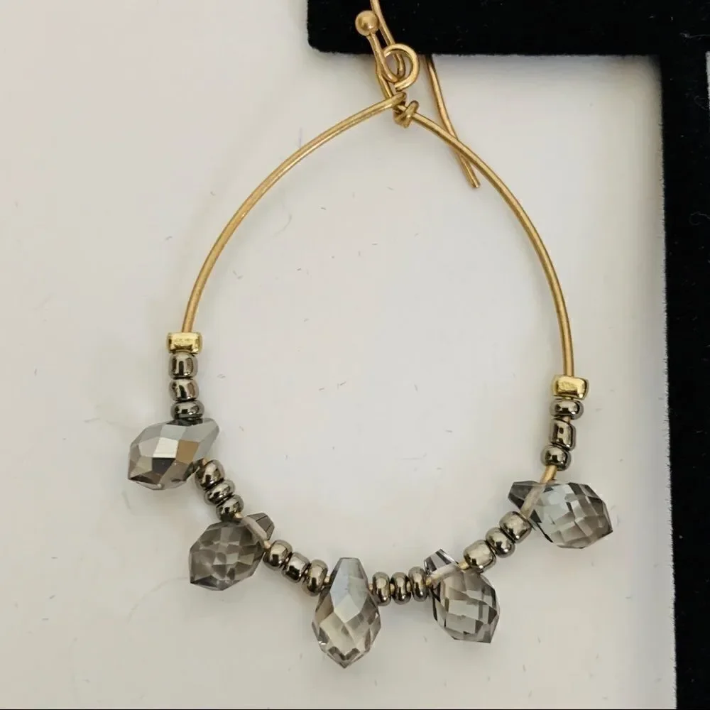 Crystal & Seed Skinny Hoop Earrings